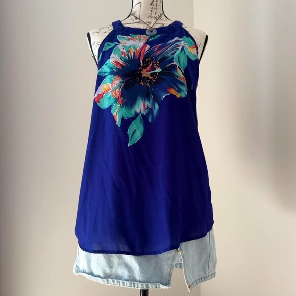 y2k hibiscus satin tunic - Picture 1 of 4